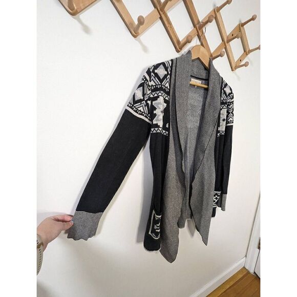 If It Were Me Open Front Aztec Print Cotton Cardigan Sweater - Size Large - Picture 2 of 6